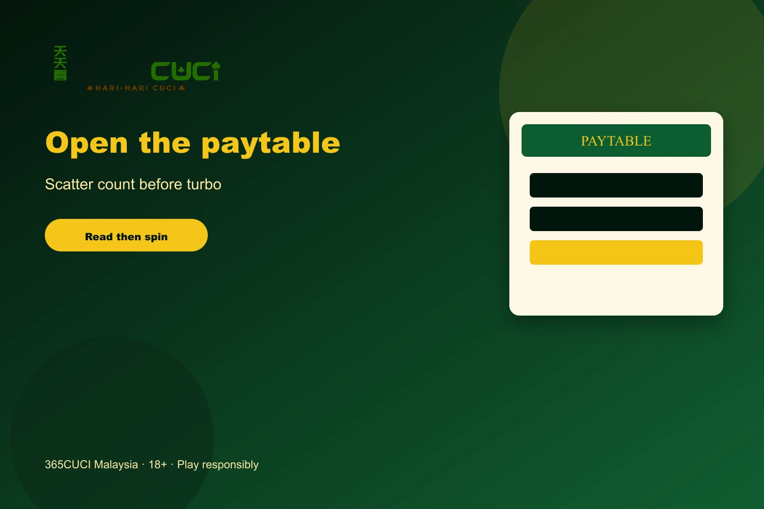 365CUCI slots free credit eligible-game visual with official logo